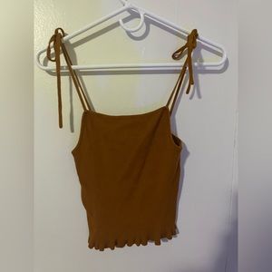 Abercrombie orange ribbed tank top with tie straps, medium, never worn